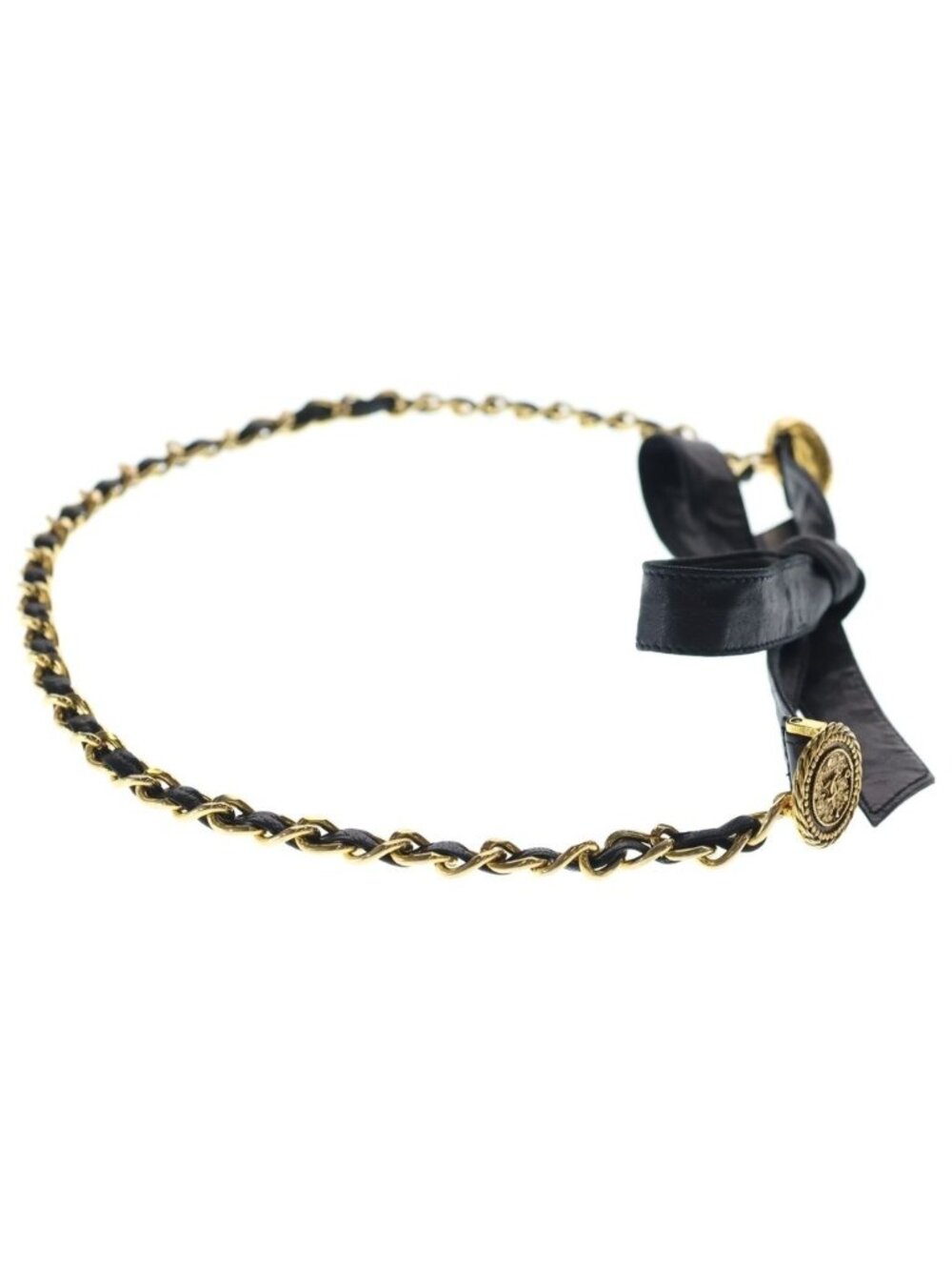 Chanel CC Logo Coin Chain Leather Belt Gold Black - Picture 3 of 6